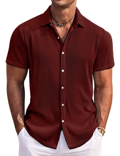 Men's Solid Color Comfortable Pit Short Sleeve Shirt