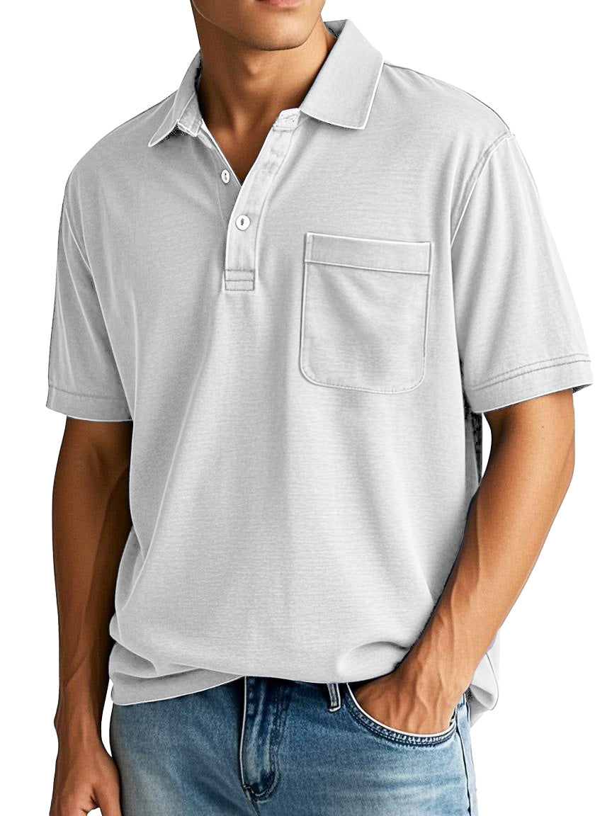 Men's Fashion Vintage Lapel Short Sleeve Pocket Polo Shirt