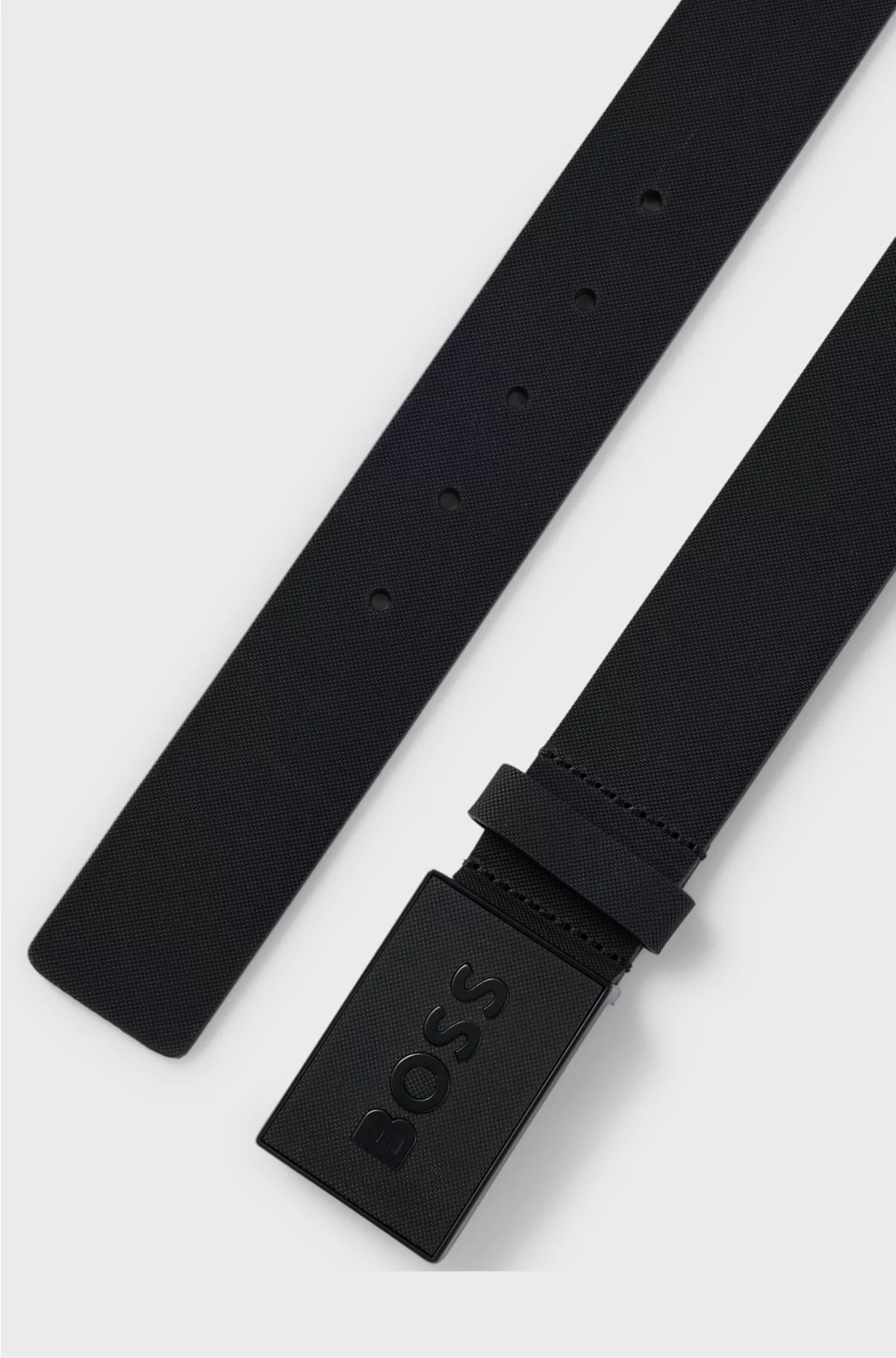 EMBOSSED BELT IN ITALIAN LEATHER WITH PLAQUE BUCKLE