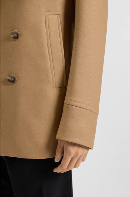 SLIM-FIT DOUBLE-BREASTED SHORT COAT IN A WOOL BLEND