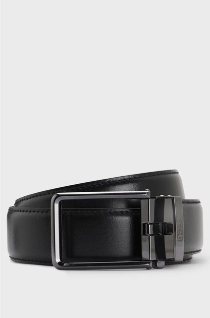 ITALIAN-LEATHER AUTOMATIC BELT WITH LOGO KEEPER