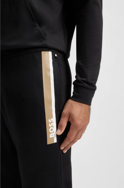 COTTON-TERRY TRACKSUIT BOTTOMS WITH STRIPE PRINT
