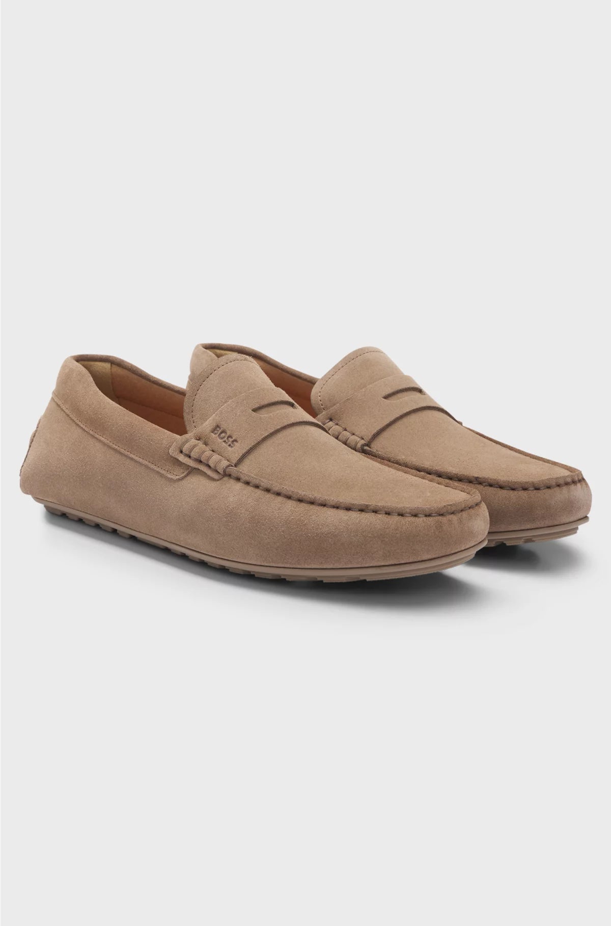 SUEDE MOCCASINS WITH PENNY TRIM