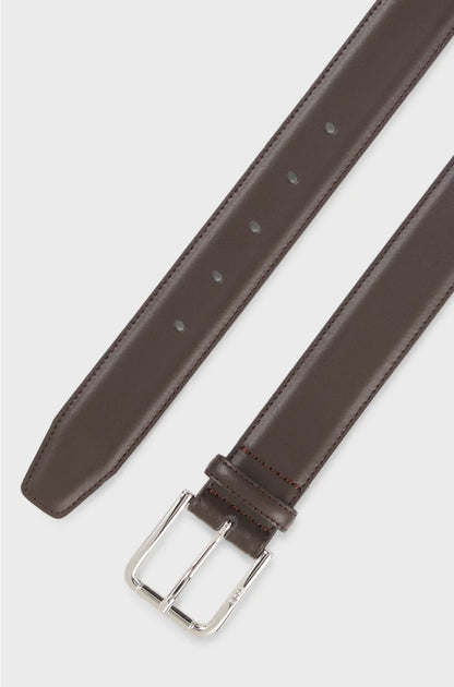 ITALIAN-MADE LEATHER BELT WITH LOGO BUCKLE