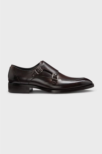 LEATHER MONK SHOES WITH DOUBLE STRAP
