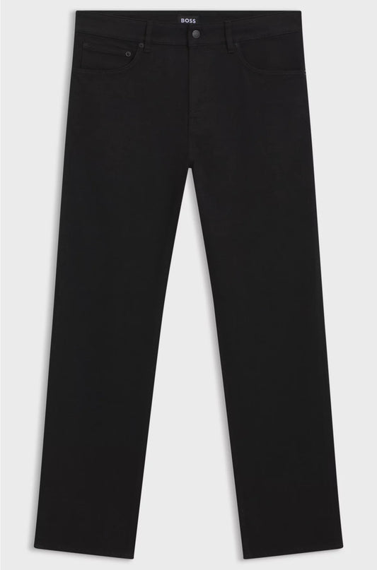 TAPERED-FIT JEANS IN LASER-PATTERNED BLACK DENIM