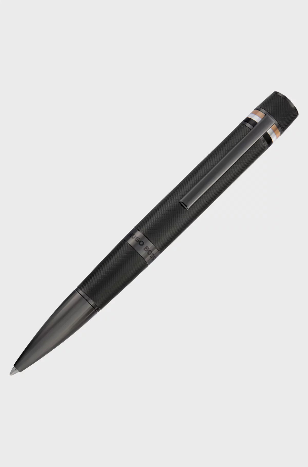 TEXTURED-BARREL BALLPOINT PEN WITH SIGNATURE-STRIPE RING