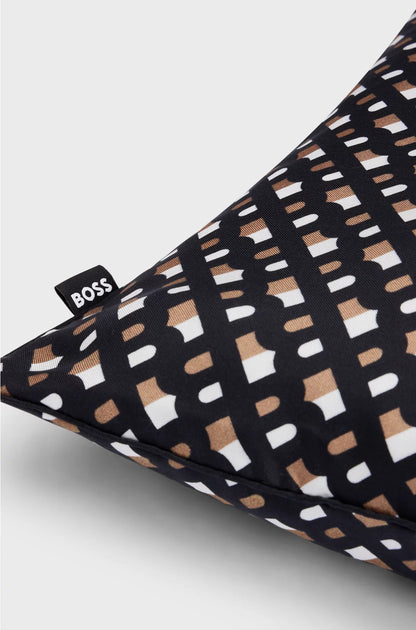 MONOGRAM-PRINT CUSHION COVER IN SILK