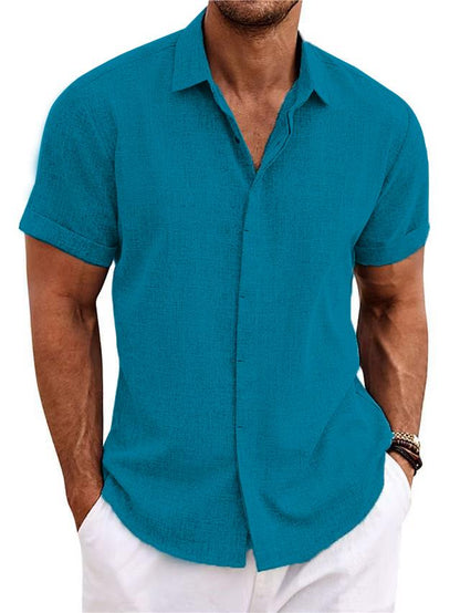 Mokaloha-Men's Cotton Linen Casual Short Sleeve Quality Beach Hawaiian Daily Shirt